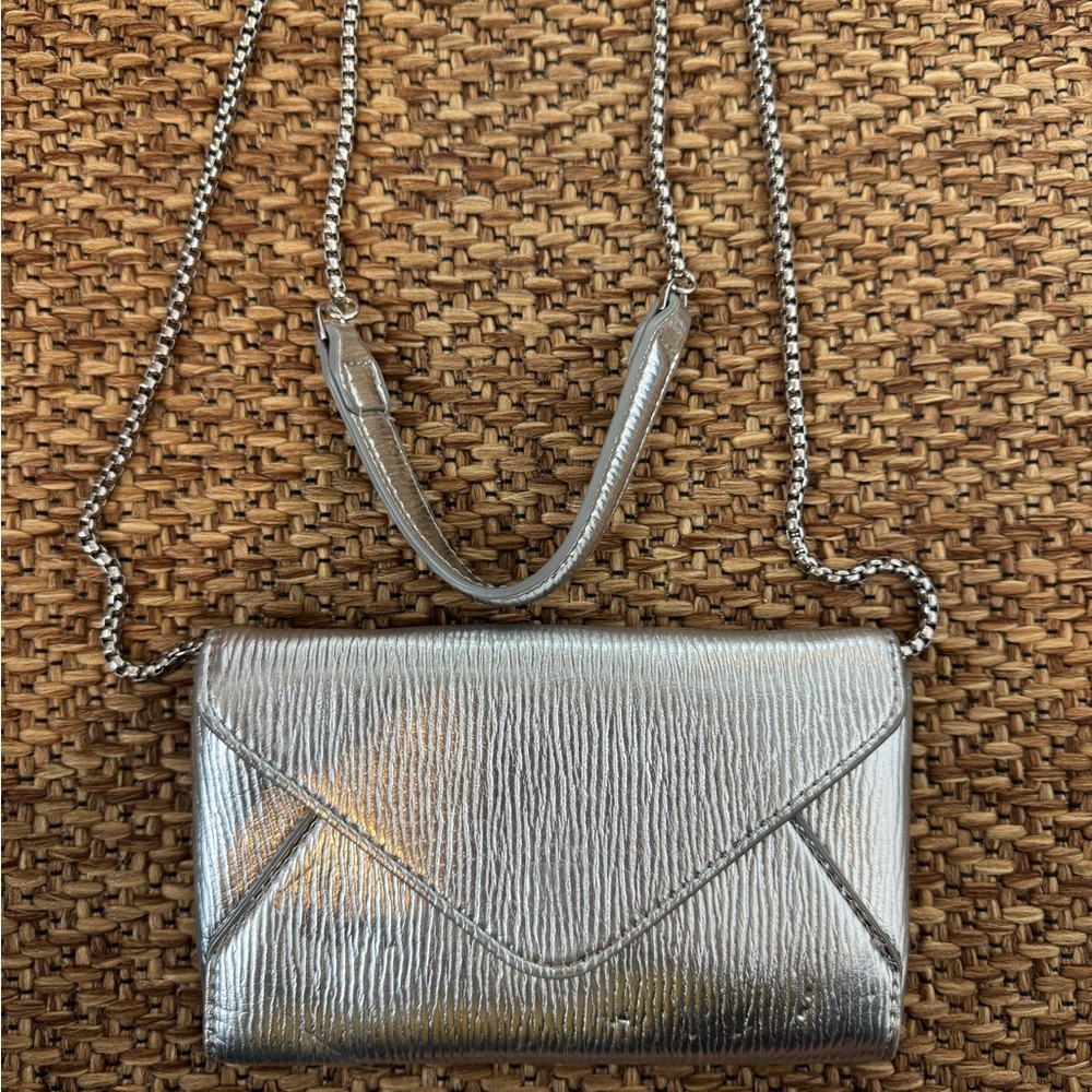 Zara Metallic Silver Clutch with Chain